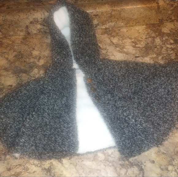 Gray Hooded Cape Parka Style with Buttons Grey White 3m - Picture 1 of 6